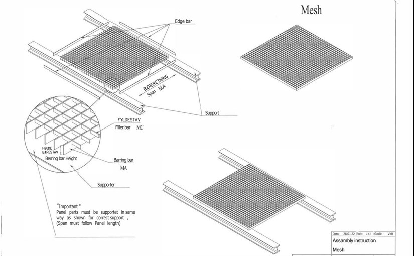 Mesh Grating Bæreretning